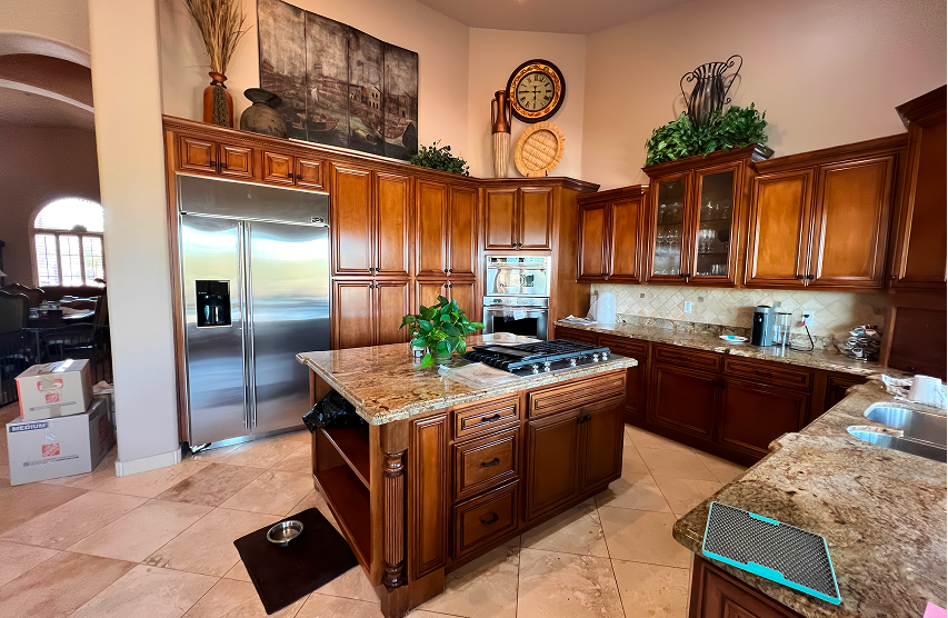 Modern kitchen featuring granite countertops