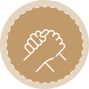 Two hands clasped in agreement symbol
