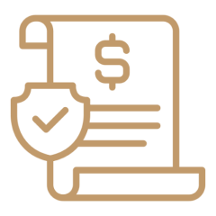 Financial document with dollar sign and shield.