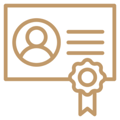 Certificate icon with a badge and profile.