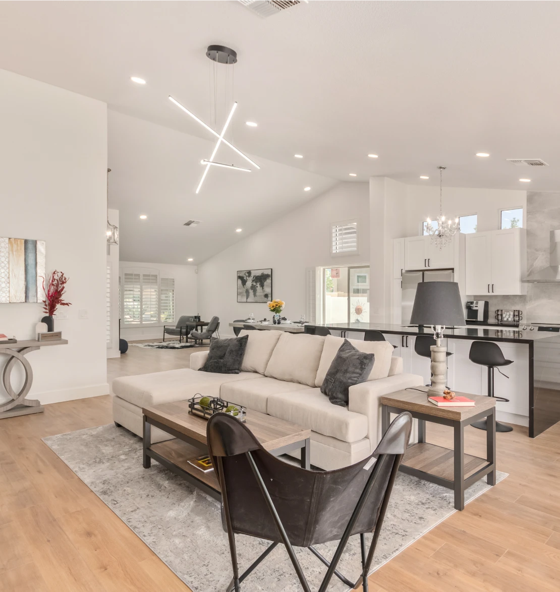 Contemporary living space with minimalist decor